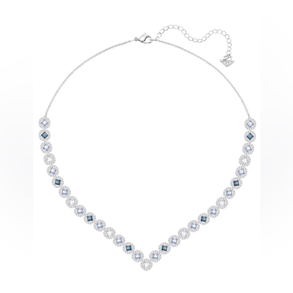 Swarovski Rhodium-plated Blue Angelic Square Necklace - NEW IN BOX